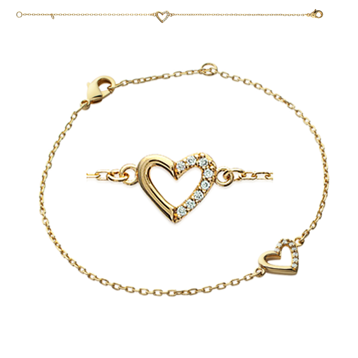 Bracelet Plaqué or \'Love\' blanc doré - 8x6 mm - [K3398]
