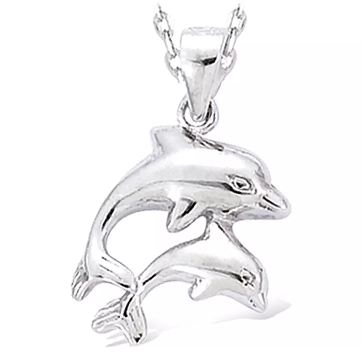 les trésors de lily Pendentif Argent 'Tendres Dauphins' argenté (rhodié) 17x15 mm [I4243]