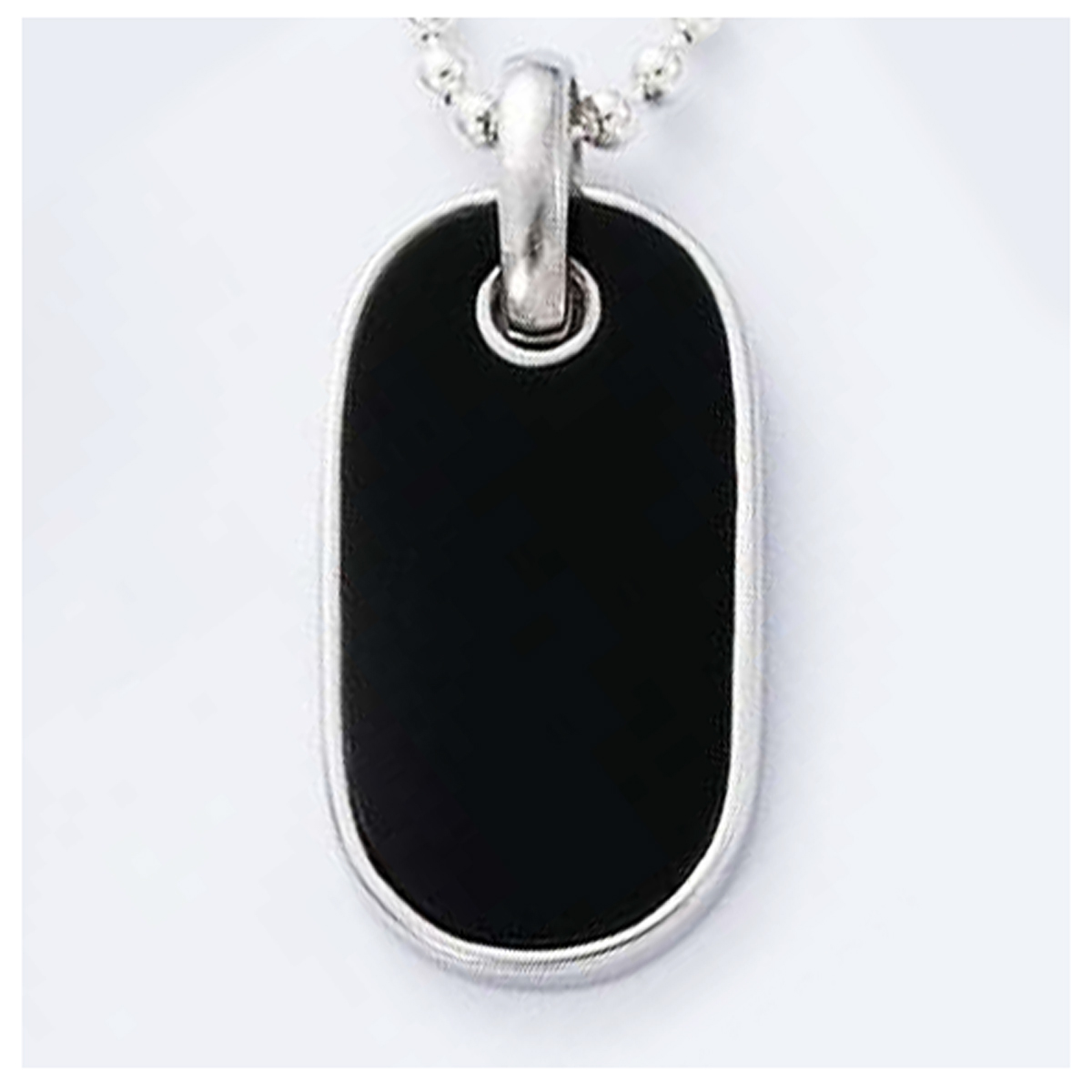 Médaille Argent \'Plaque Américaine\' noir argenté (rhodié) - 28x15 mm - [I4248]