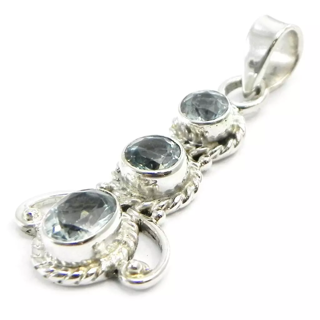 les trésors de lily Pendentif Argent 'Heaven' topaze bleu [I4300]