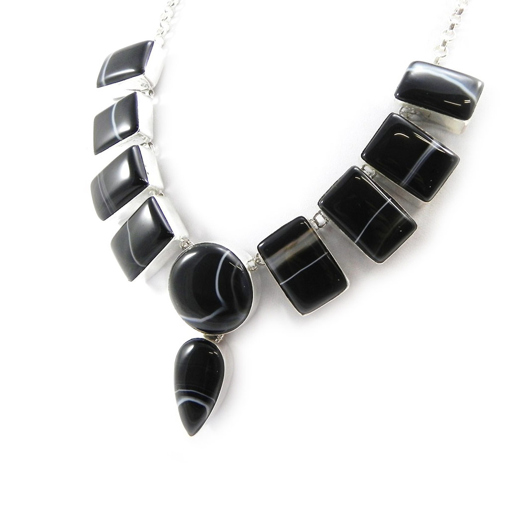 Collier Argent \'Heaven\' noir - [I4306]