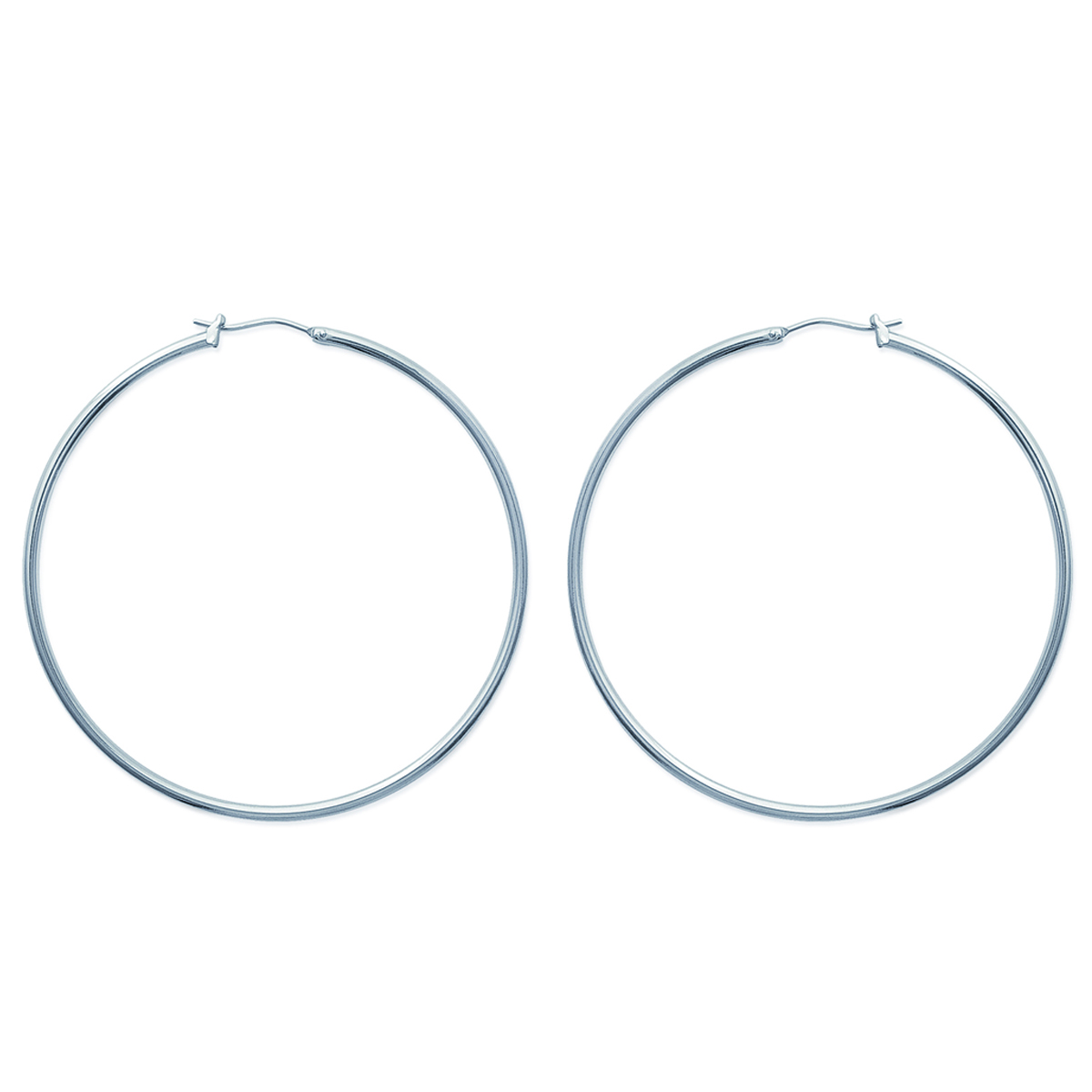 Créoles Acier \'Chorégraphie\' argenté - 6 cm, 2 mm - [H6155]