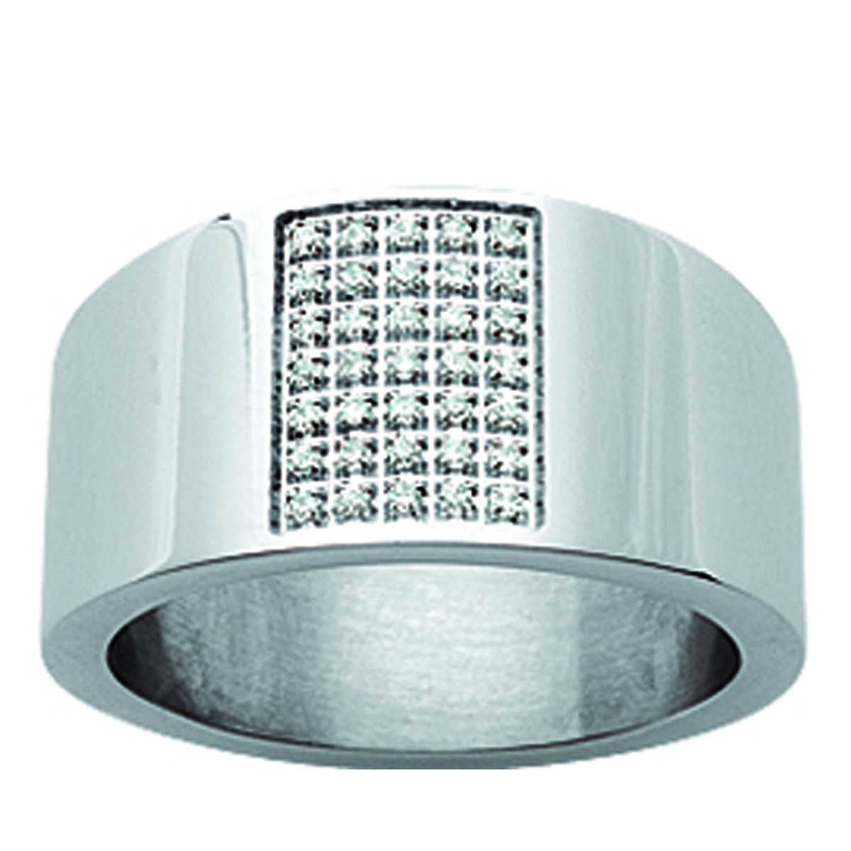 Bague acier \'Déesse\' Blanc argenté - 11 mm - [I4707]