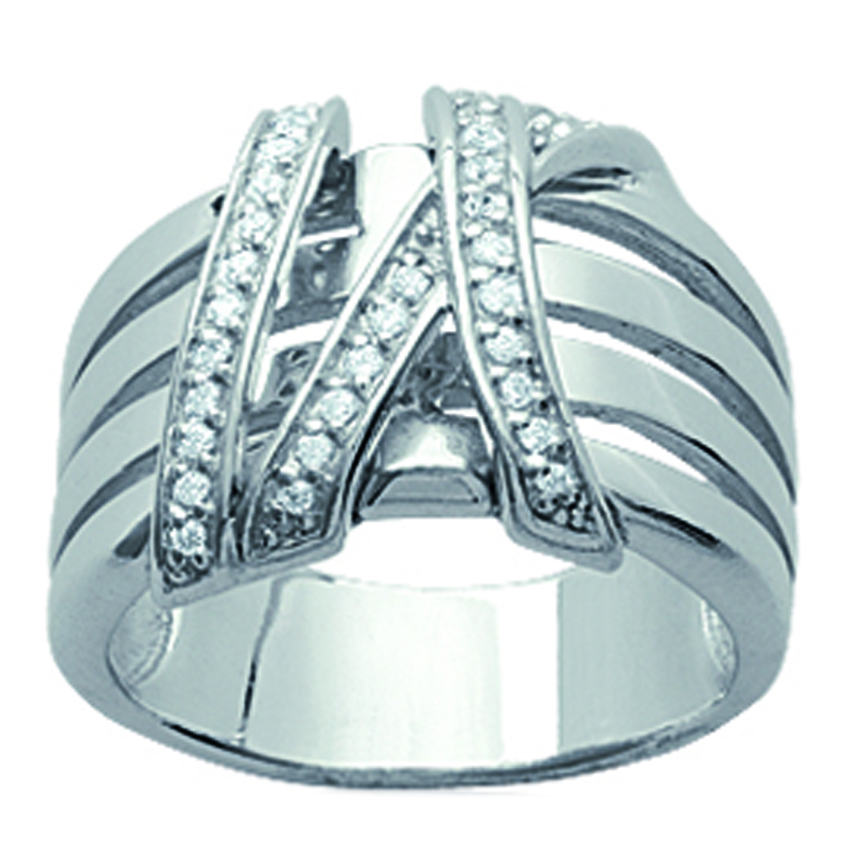 Bague Argent \'Déesse\' blanc argenté (rhodié) - 13 mm - [G6356]