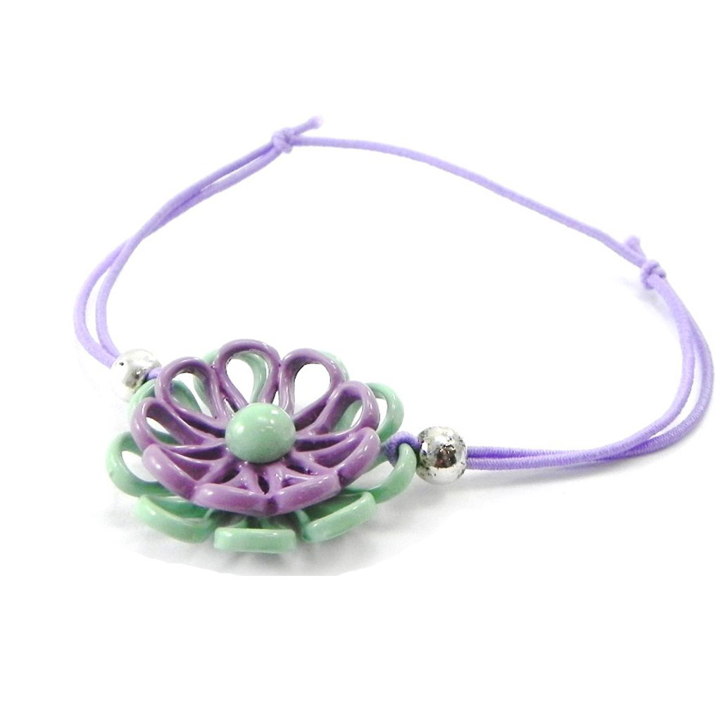Bracelet Créateur \'Marguerite\' violet vert - [I4887]