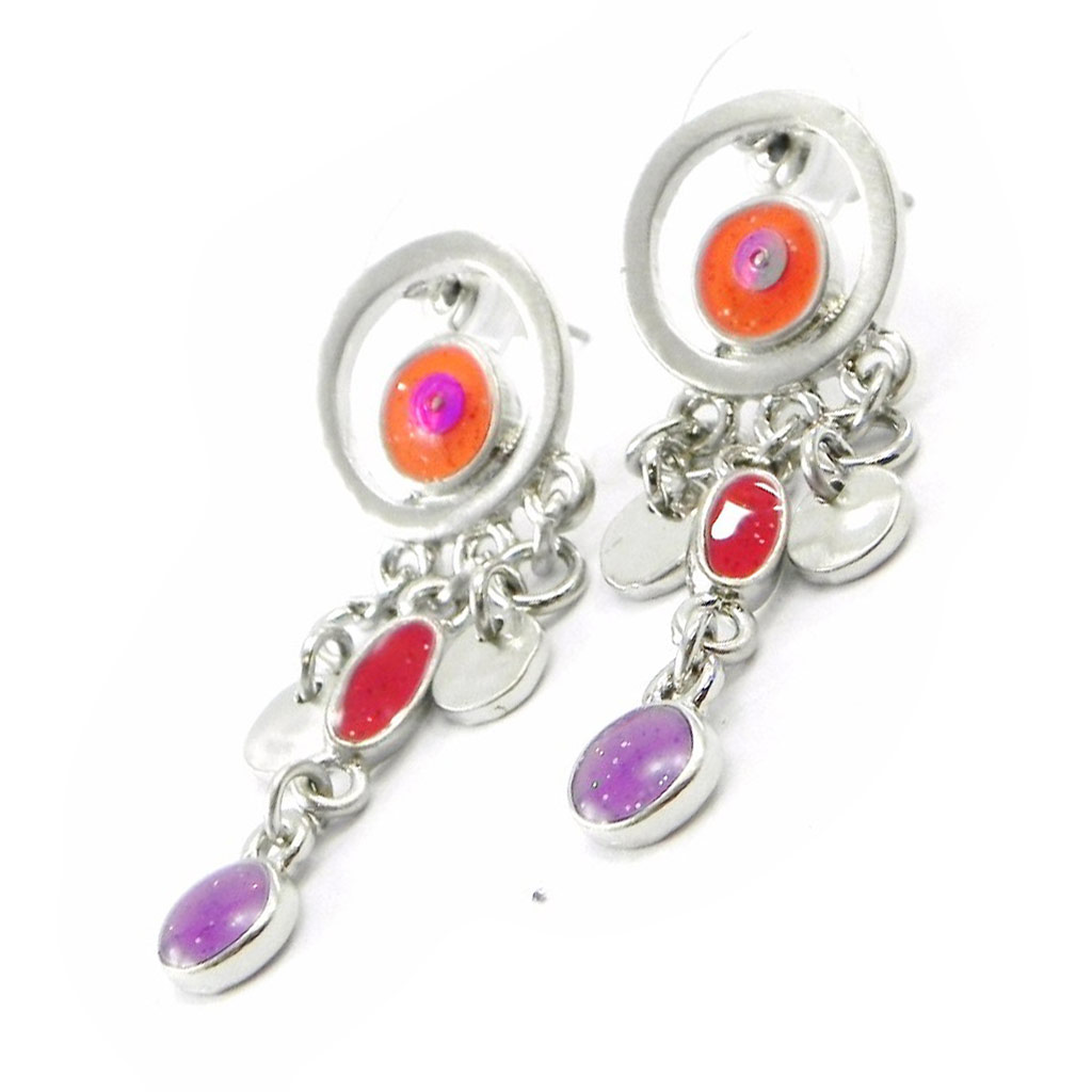 Boucles Créateur \'Acapulco\' orange violet - [I4911]