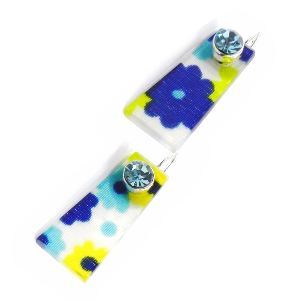 Boucles Créateur \'Liberty\' bleu jaune - [I4917]