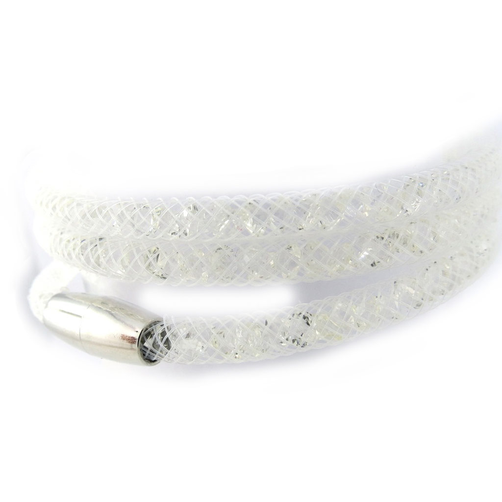 Bracelet Créateur \'Joyaux\' blanc (3 rangs, 5 mm) - [M4109]