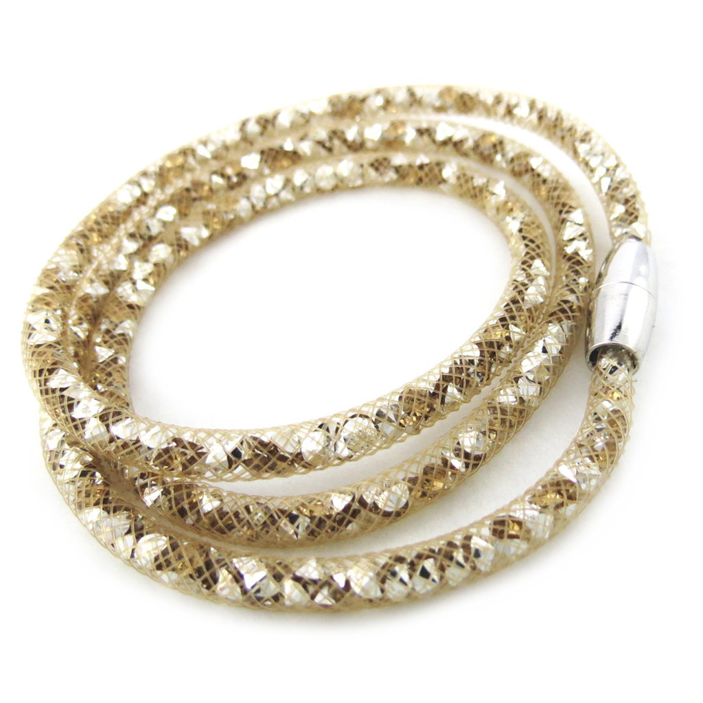 Bracelet Créateur \'Joyaux\' doré (3 rangs, 5 mm) - [M4120]