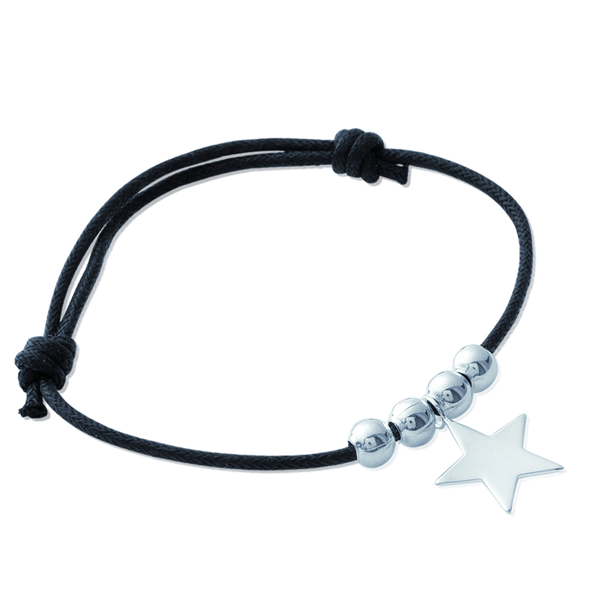 Bracelet Argent \'Etoile\' noir argenté - 13 mm - [H6576]