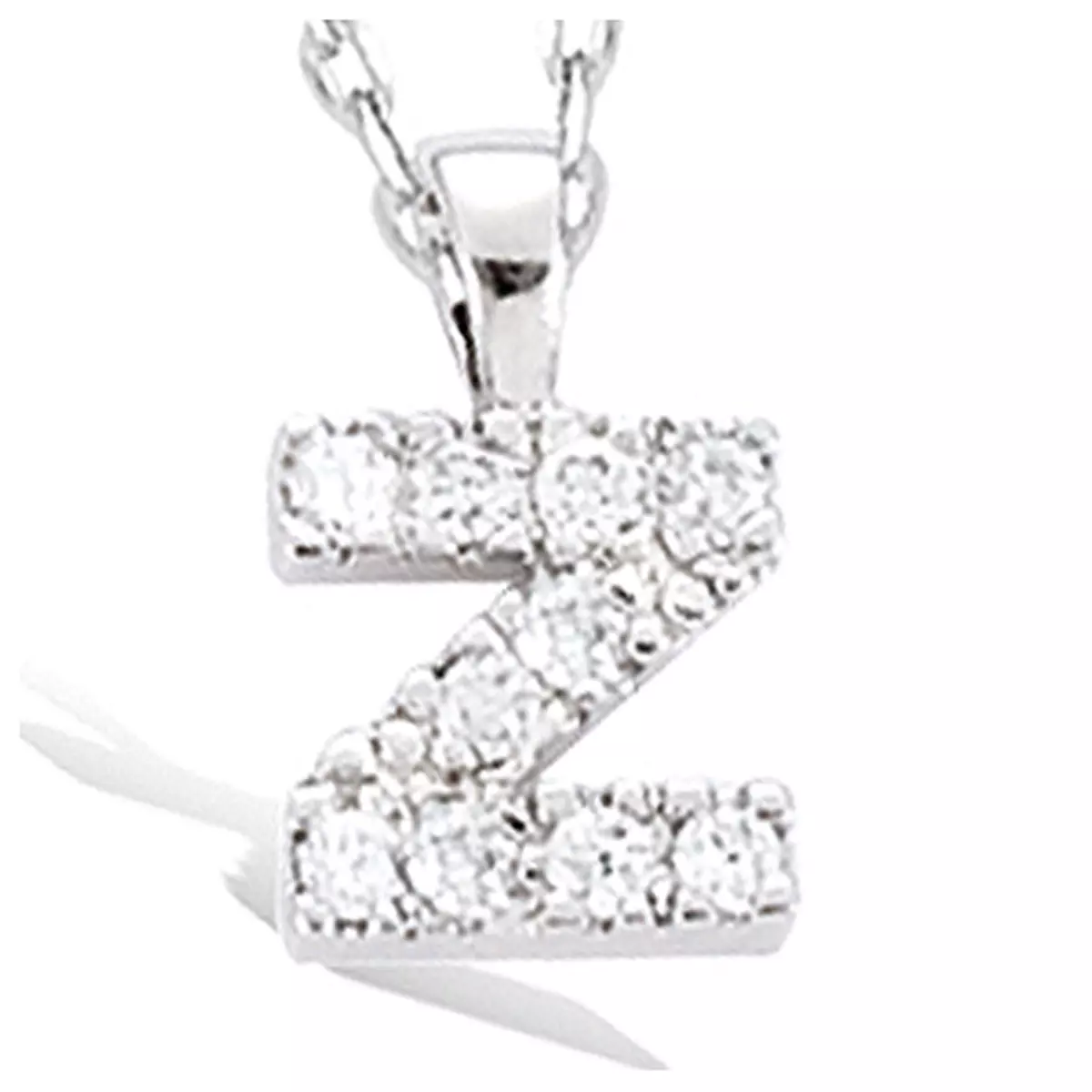 les trésors de lily Pendentif Plaqué Or 'Lettre Z' blanc argenté (rhodié) 9x9 mm [J5305]