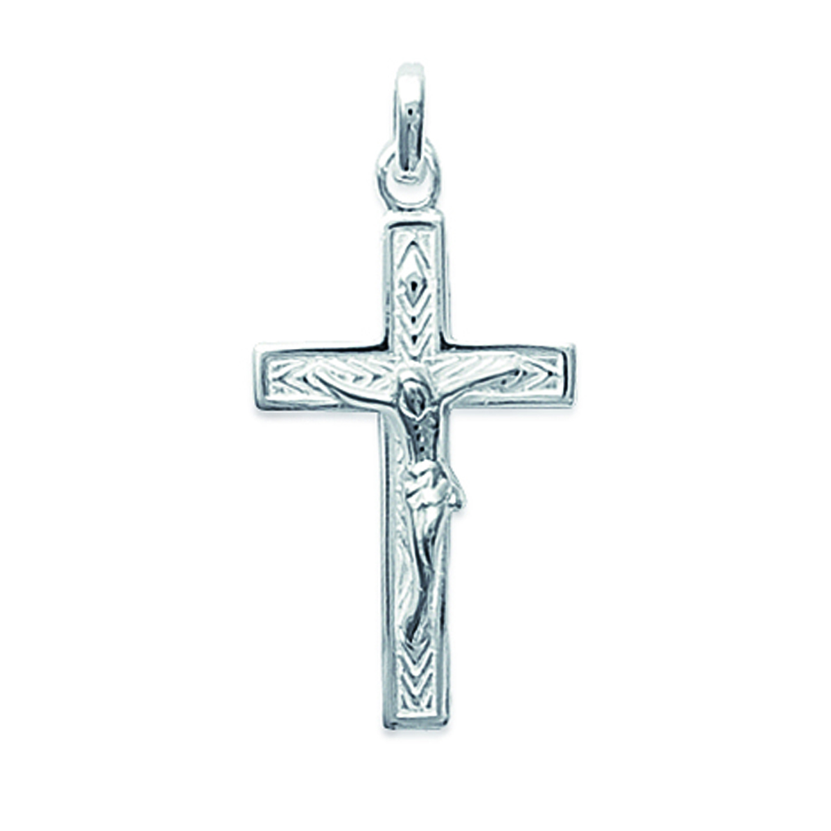 Pendentif Argent \'Crucifix\' argenté - 15x30 mm - [J5438]