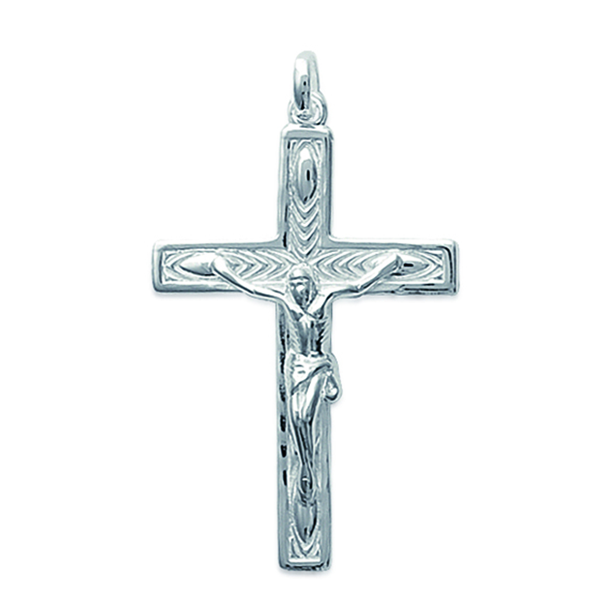 Pendentif Argent \'Crucifix\' argenté - 40x25 mm - [J5439]