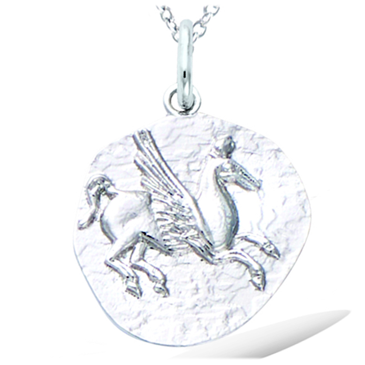 Pendentif argent \'Grèce Antique\' argenté (rhodié) - 17x18 mm (pégase) - [R1672]