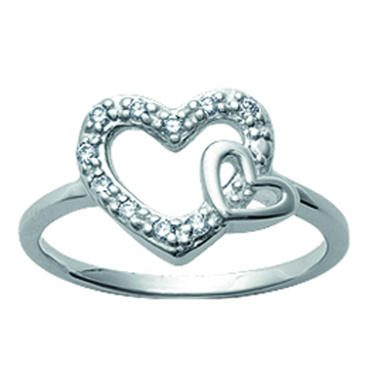Bague argent \'Love\' blanc argenté (rhodié) - 12x12 mm - [I5851]