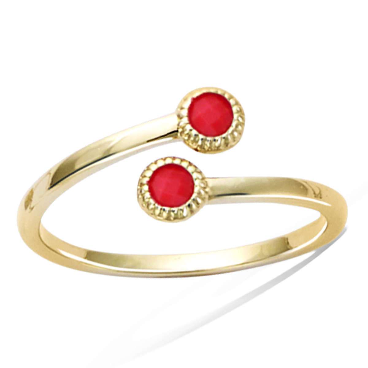 Bague Plaqué Or \'Boho\' corail doré - 9 mm - [R1711]