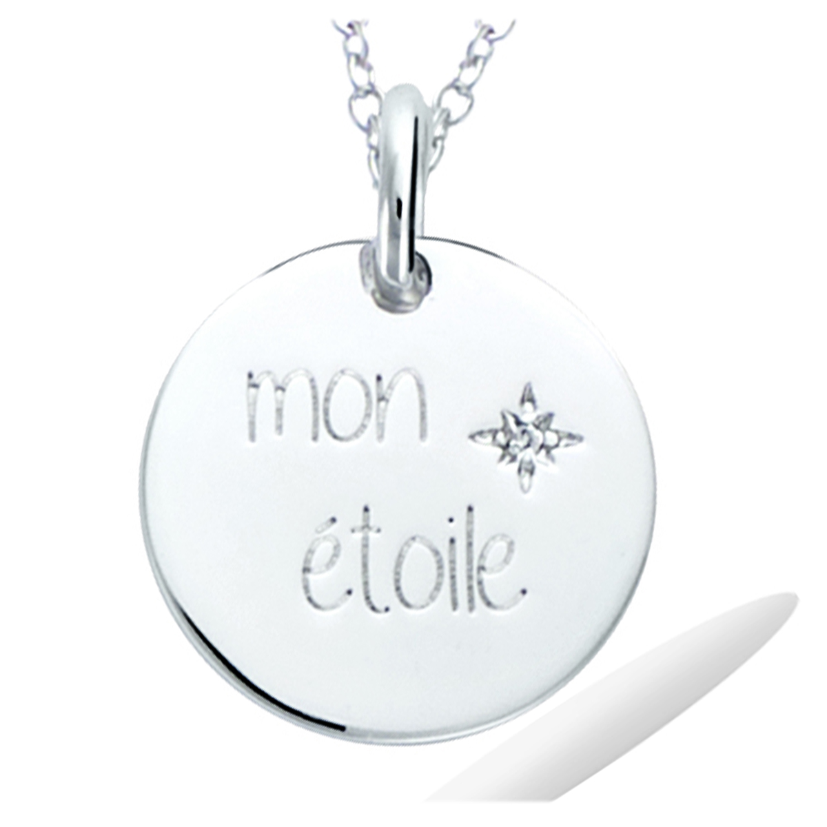 Pendentif Argent \'Mon Etoile\' blanc argenté (rhodié) - 15 mm - [R1716]