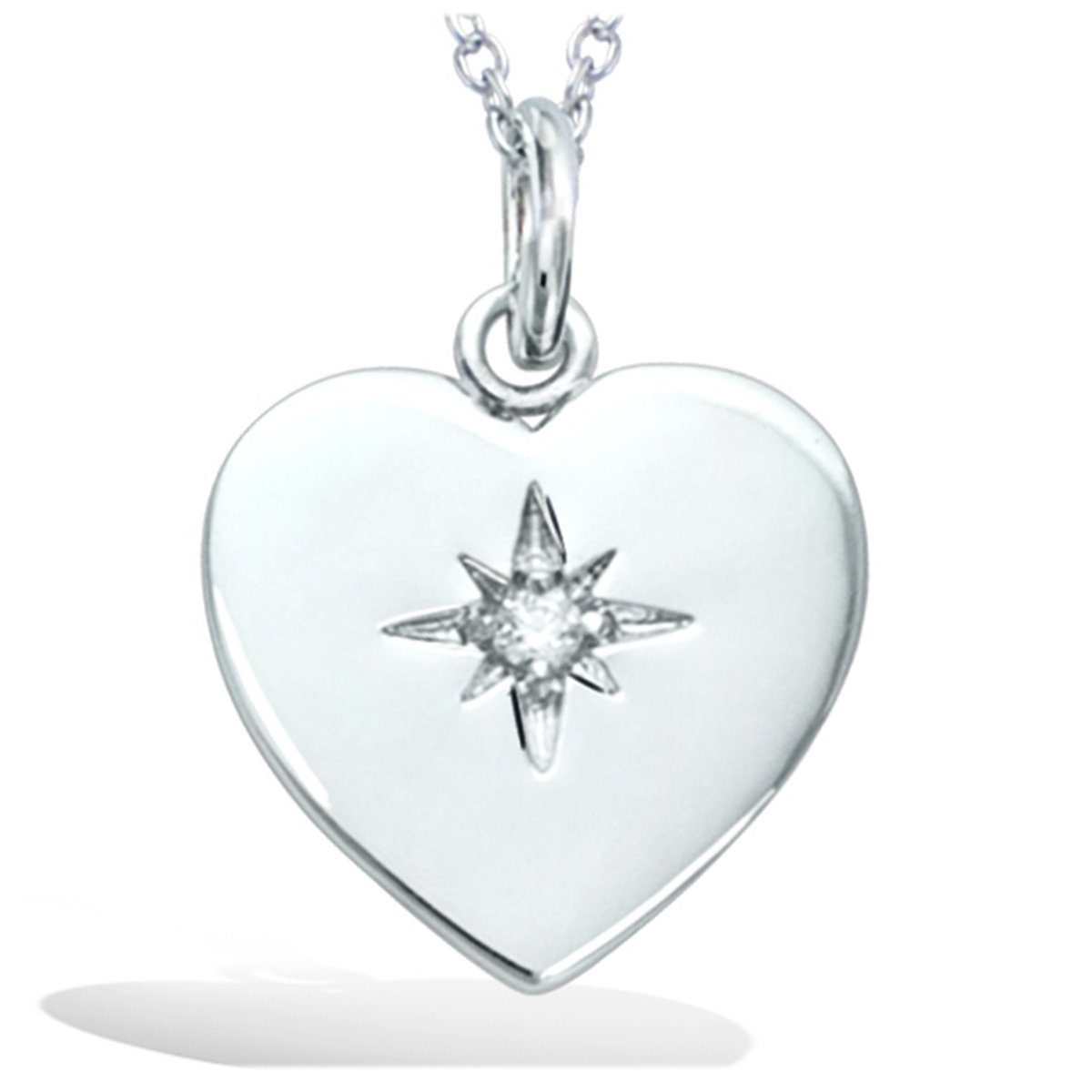 Pendentif Argent \'Love\' blanc argenté (rhodié) - 15x15 mm (étoile) - [R1718]