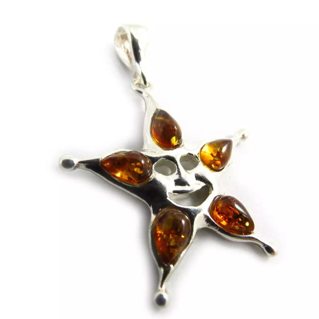 les trésors de lily Pendentif Argent 'Etoile' Ambre [J5661]