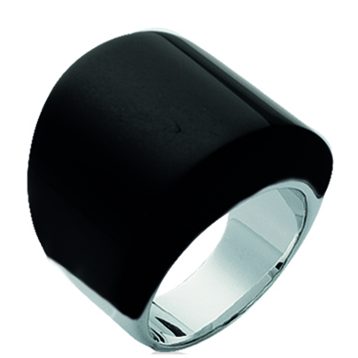 Bague Argent \'Ruth\' noir argenté - 18 mm - [G7886]