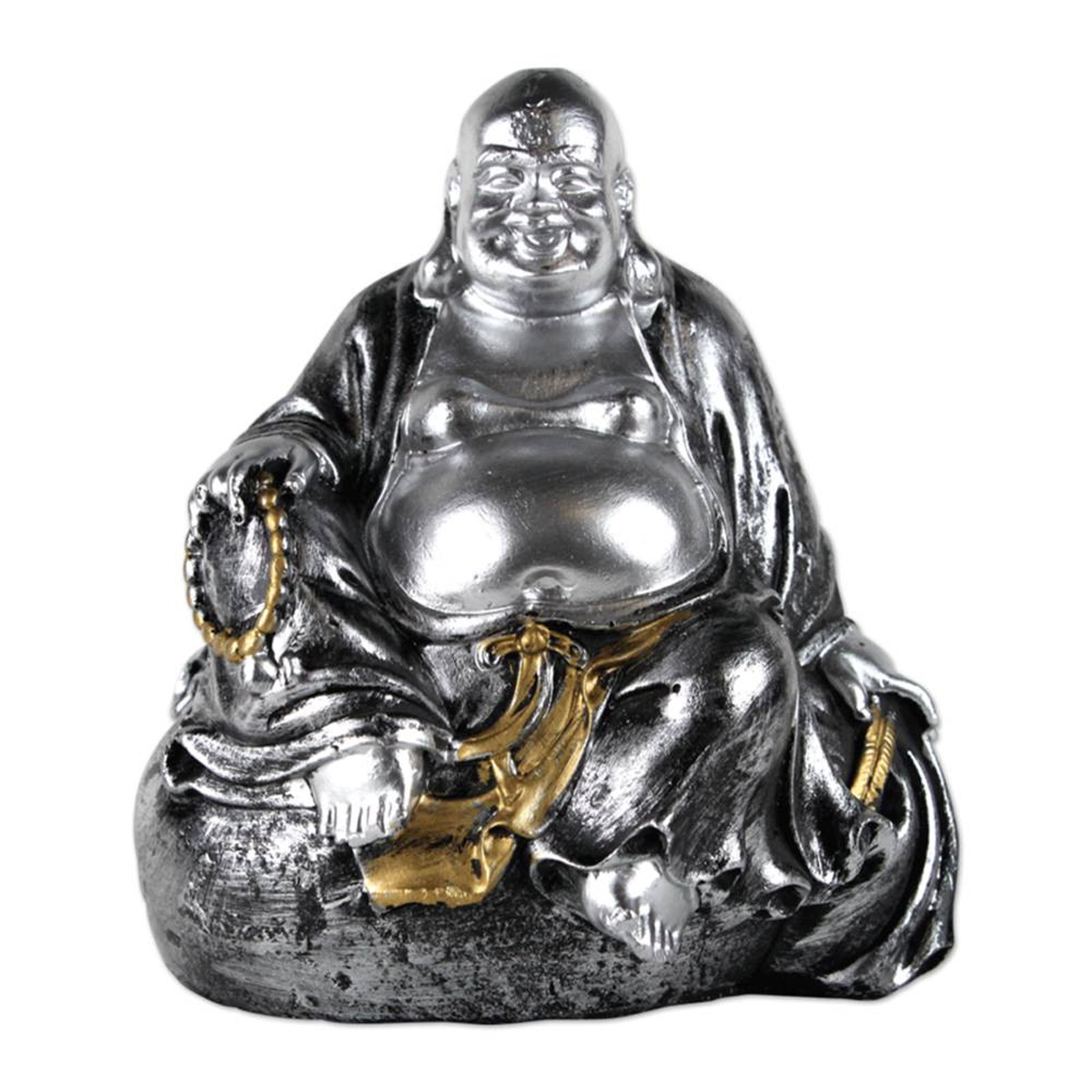 Figurine créateur \'Bouddha\' gris argenté - 97x80 mm - [R1753]
