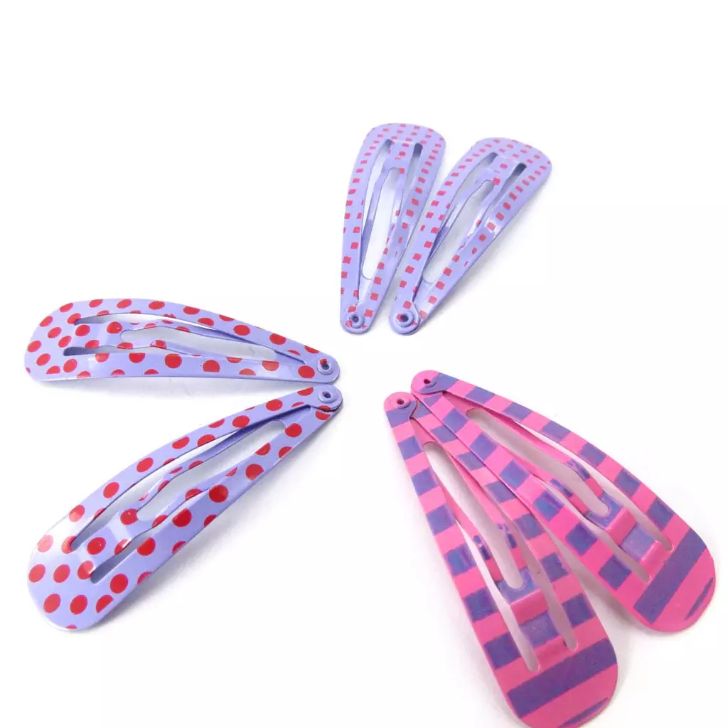 les trésors de lily Set 6 barrettes 'Coloriage' rose mauve (5 cm) [J5809]