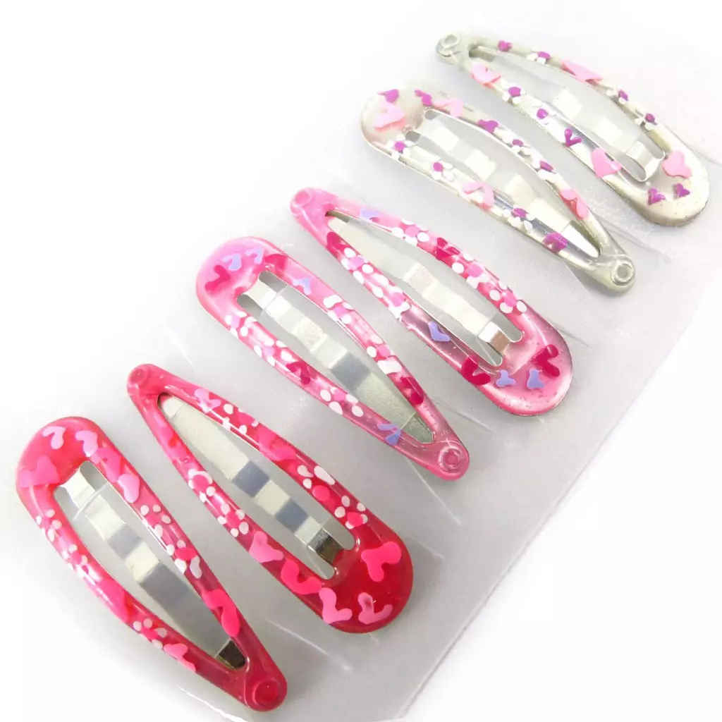 les trésors de lily Set 6 barrettes 'Coloriage' rose blanc (4 cm) [J5821]