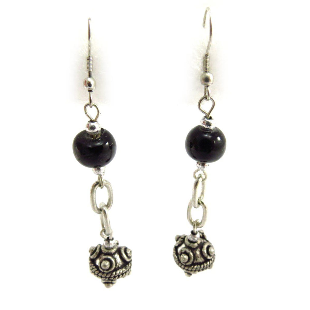 Boucles Créateur \'Kilimanjaro\' noir argenté - [J5962]