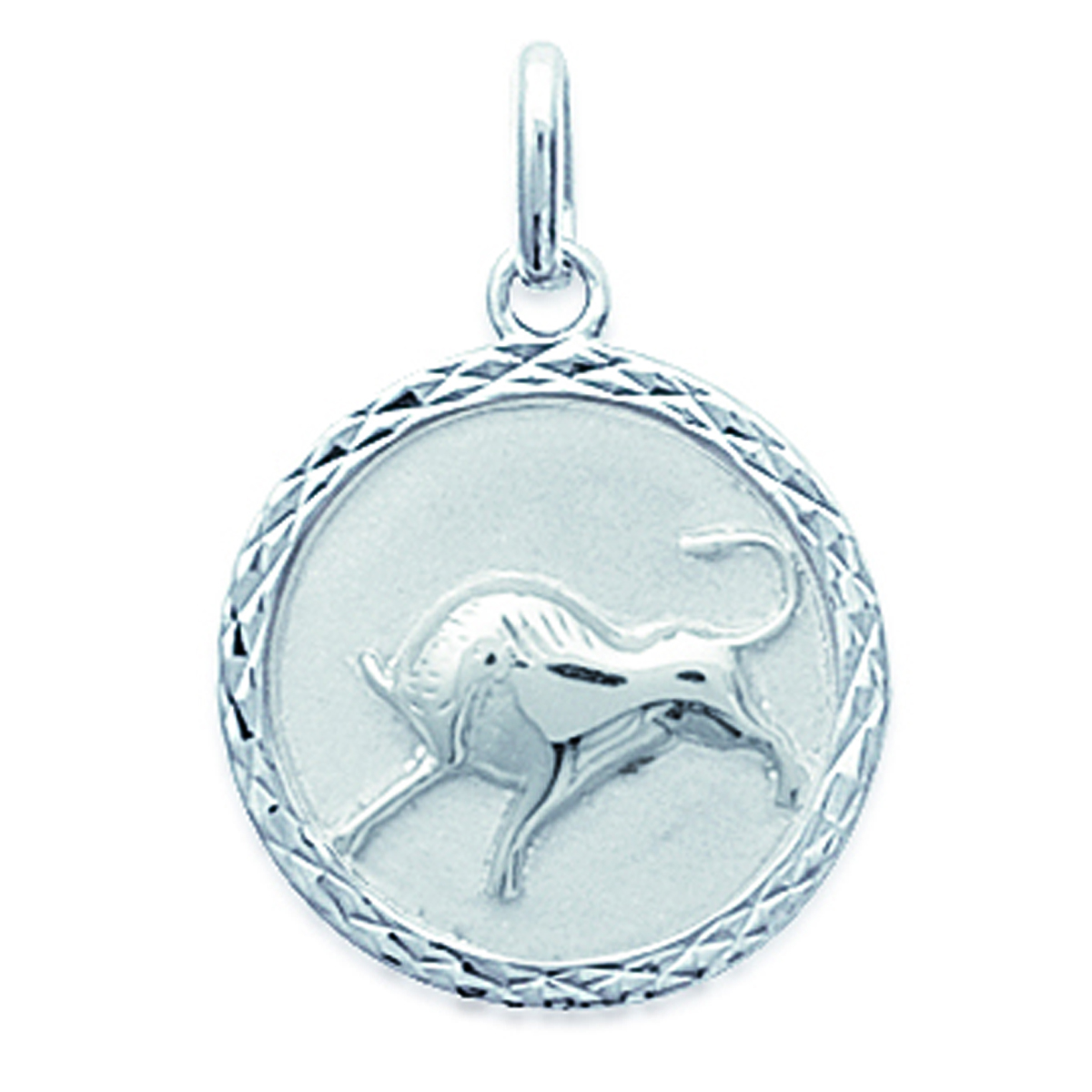 Pendentif Argent \'Taureau\' argenté (rhodié) - 18 mm - [J6003]