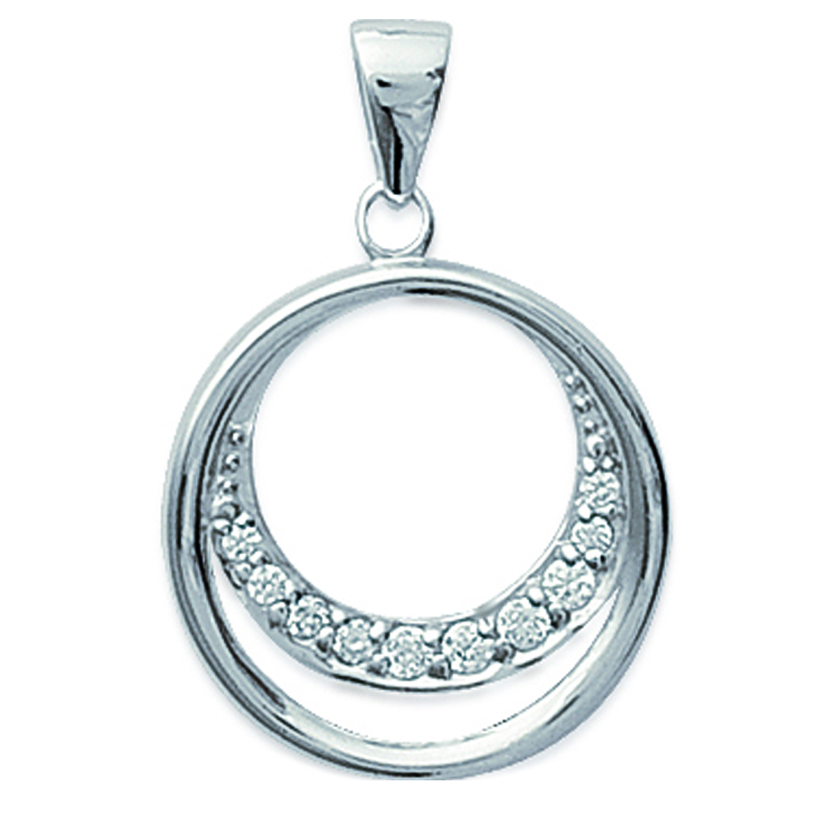 Pendentif Argent \'Déesse\' blanc argenté (rhodié) - 20 mm - [J6016]