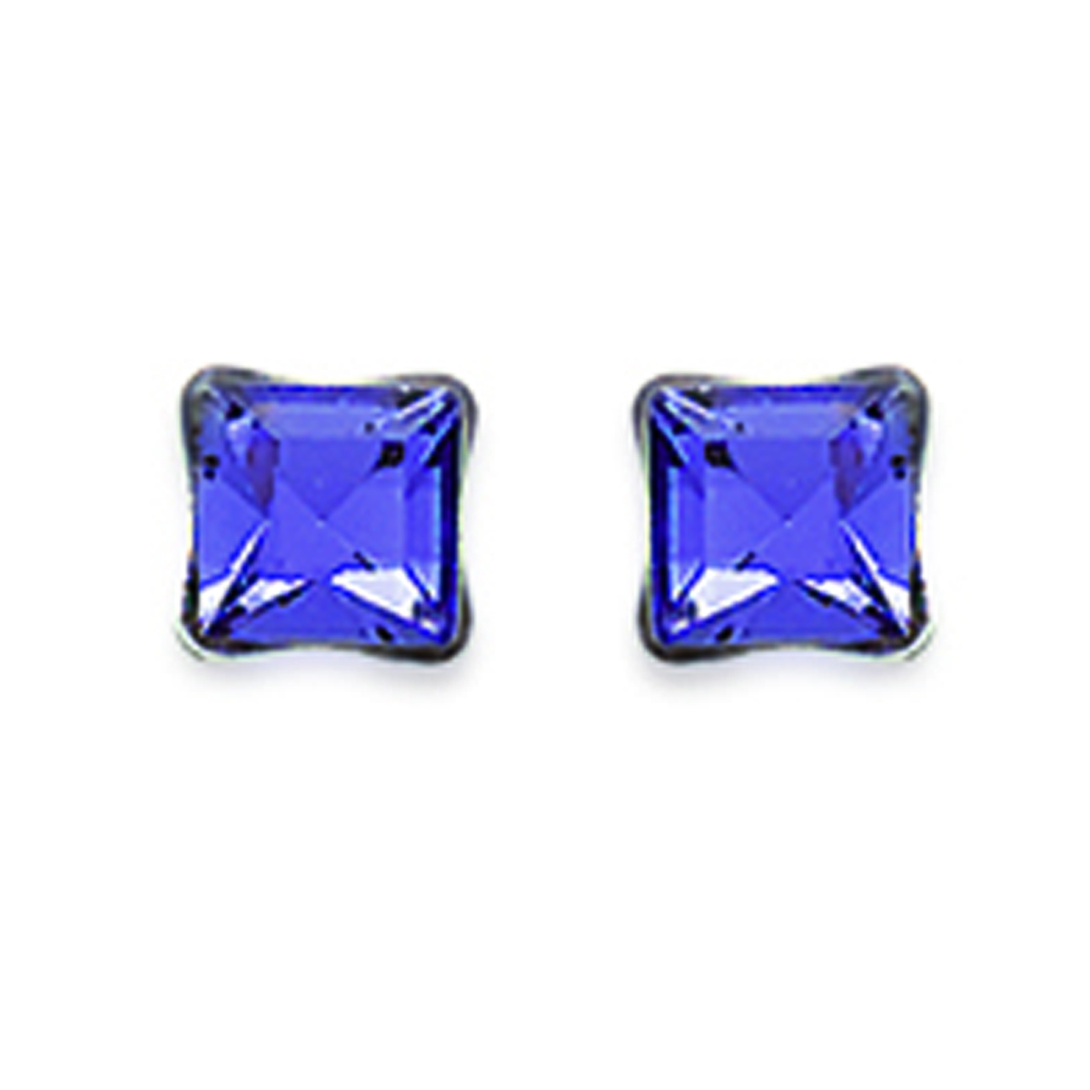 Brillants Carré bleu tanzanite Argent - 4 mm - [J6033]