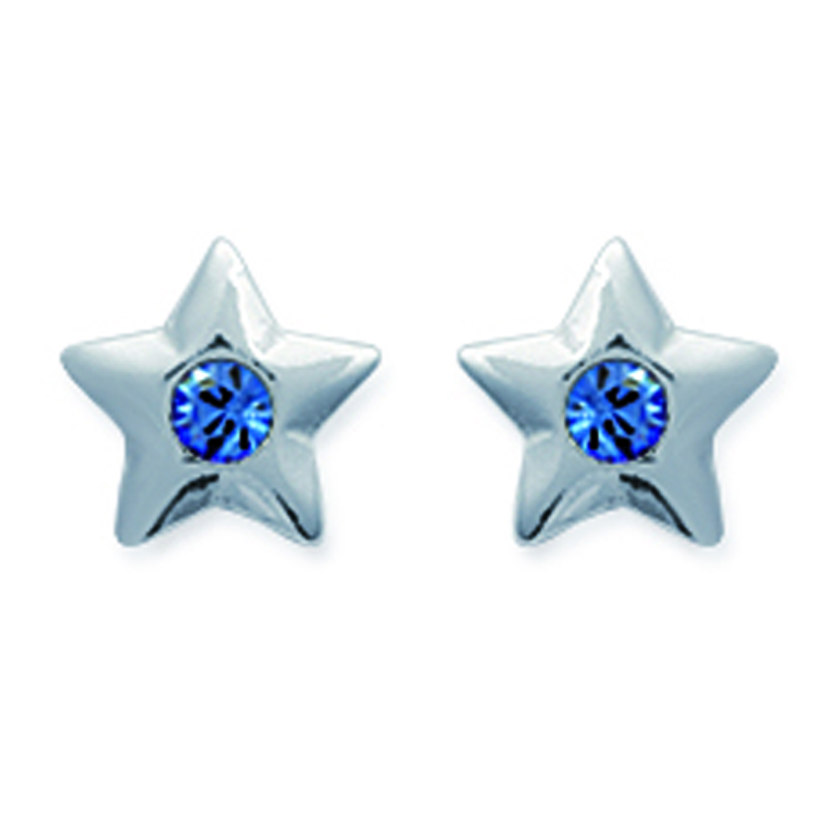 Boucles Argent \'Etoiles\' bleu argenté - 8 mm - [J6037]
