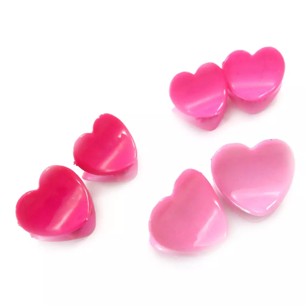 les trésors de lily Set de 6 mini pinces 'Coeurs' rose rouge mauve [J6057]