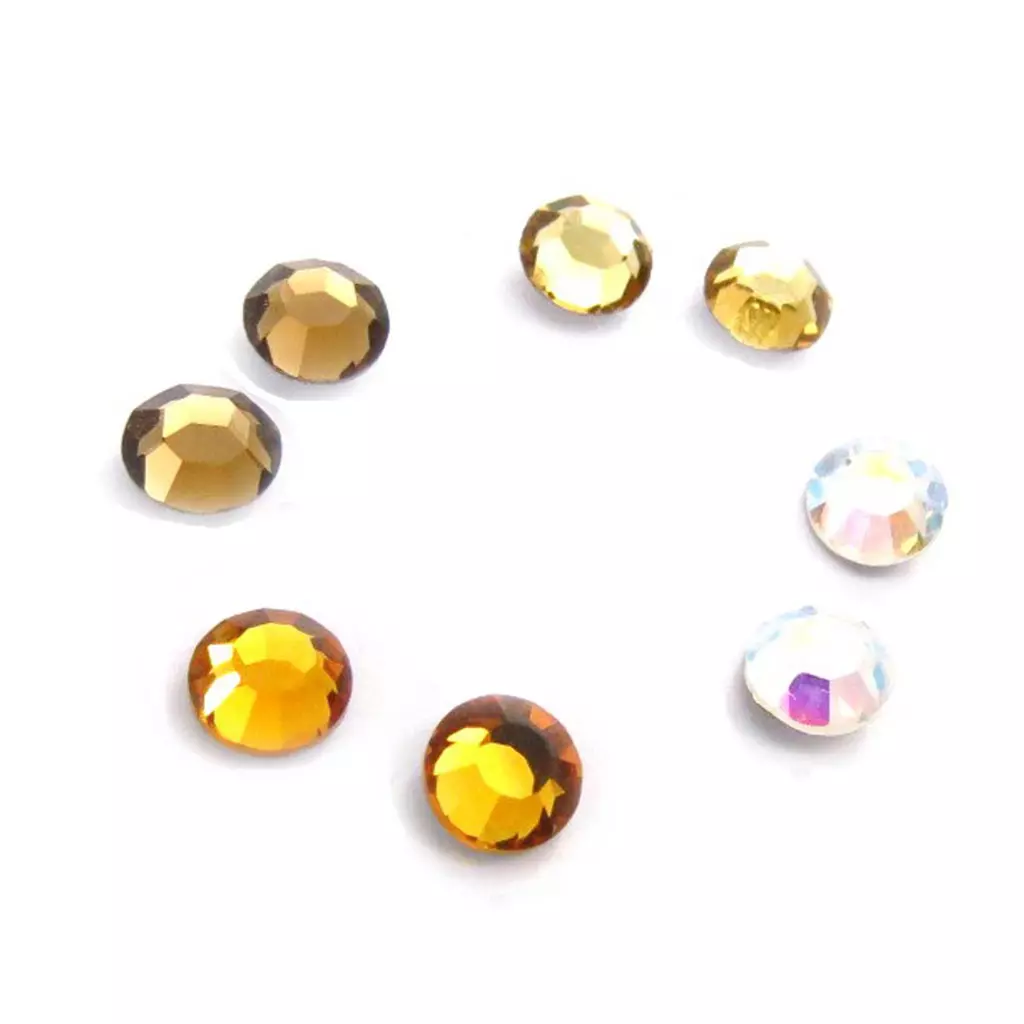 les trésors de lily 4 paires de boucles 'Oeil de Cristal' ambre blanc 5 mm (Swarovski) [J6270]
