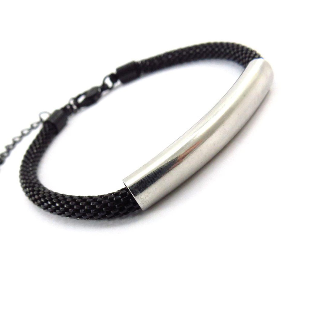 Bracelet \'Chorégraphie\' noir argenté - [J6329]