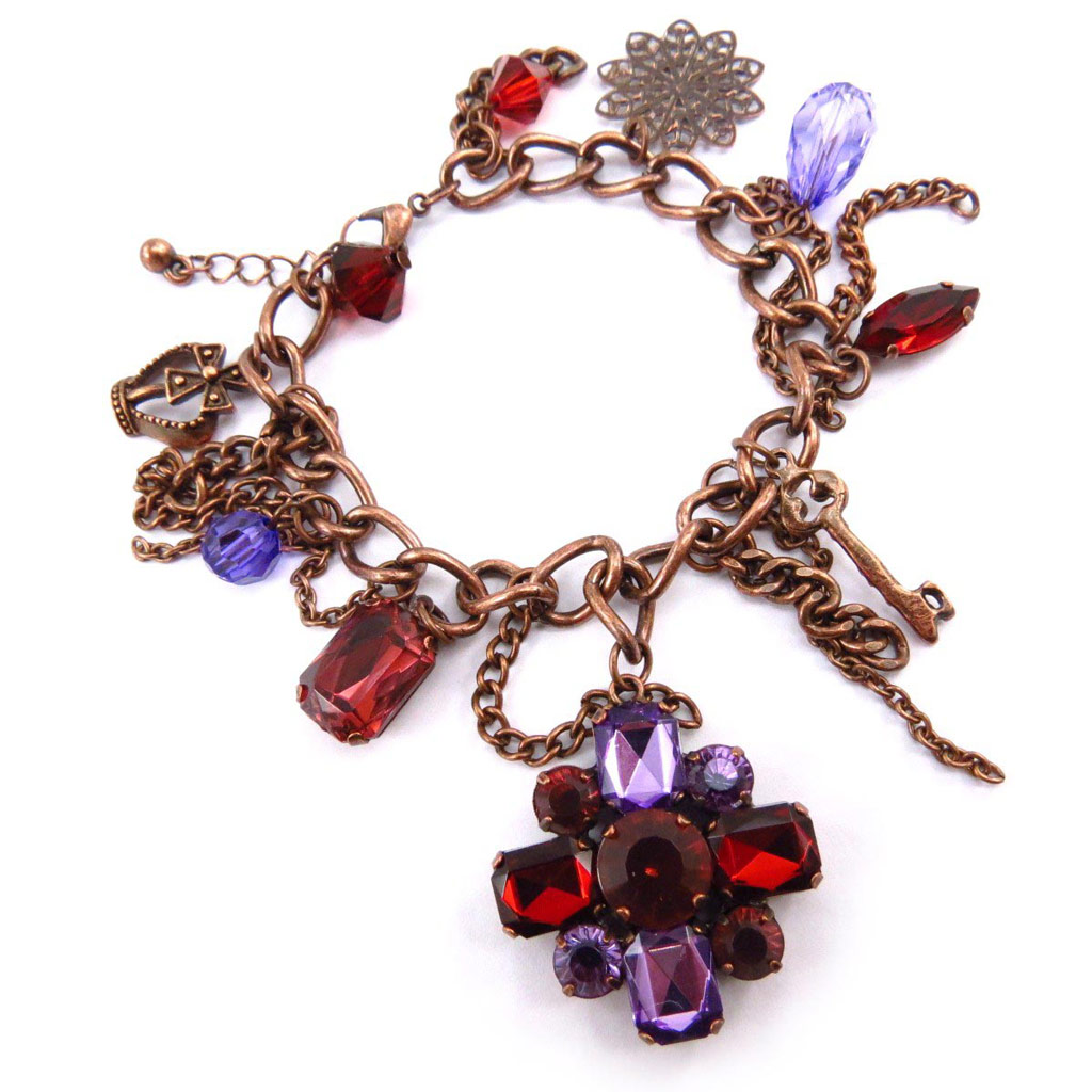 Bracelet créateur \'Scarlett\' rouge violet - [J6338]