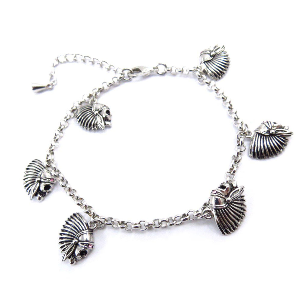 Bracelet créateur \'Sioux\' argenté - [J6342]