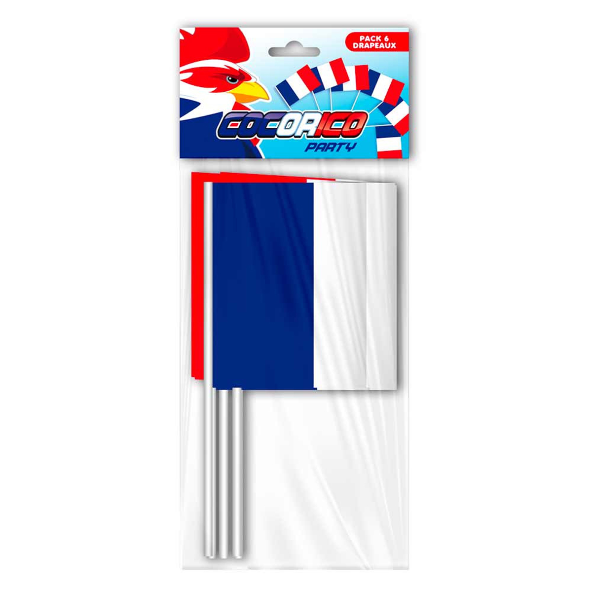 Set de 6 mini drapeaux \'France Cocorico\' bleu blanc rouge - 39x14 cm - [R2101]