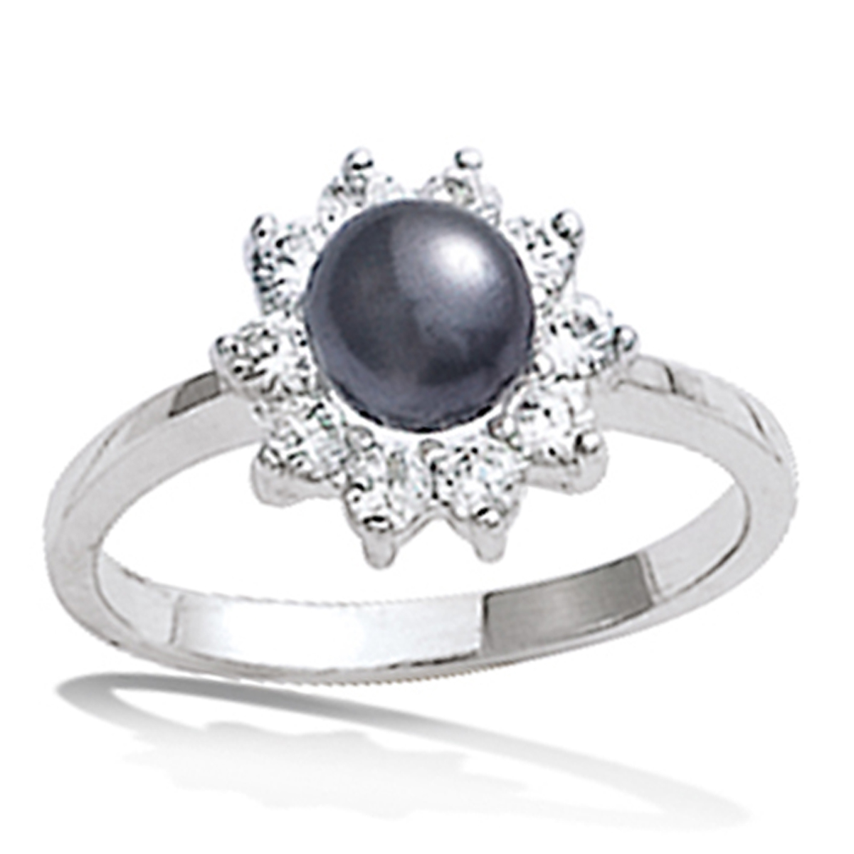 Bague argent \'Sissi\' gris argenté (rhodié) - 10 mm - [K5135]