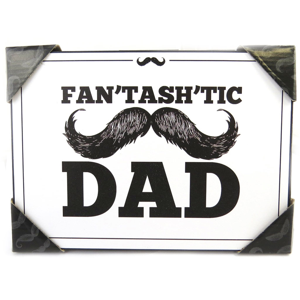 Plaque métal vintage \'Fan\'tash\'tic Dad\' noir blanc (21x15 cm) - [M5525]