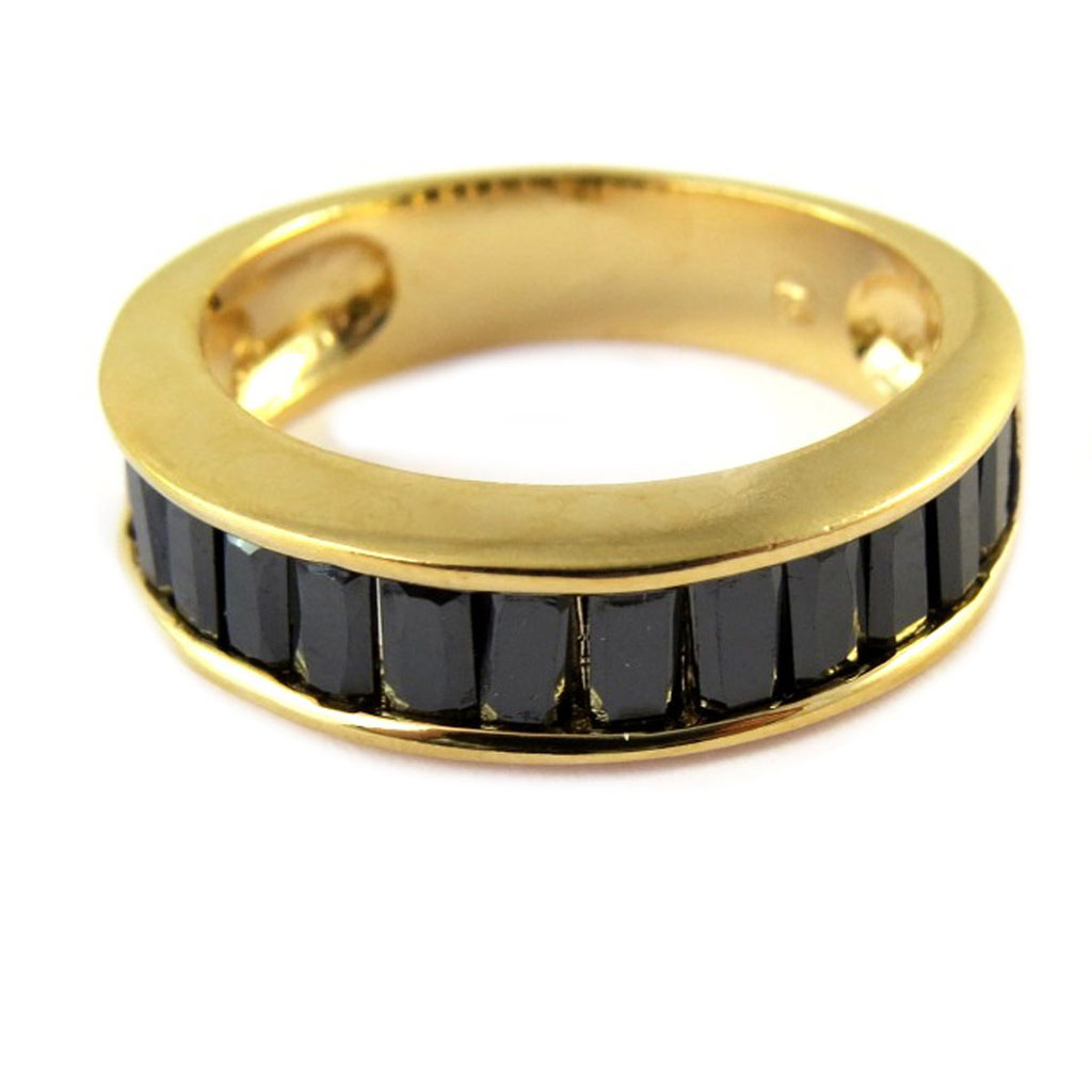 Alliance Plaqué Or \'Nova\' noir doré - 5 mm - [G9434]