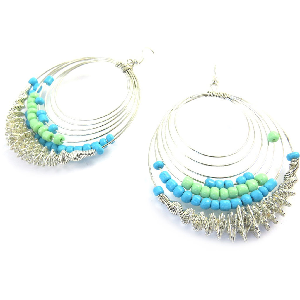 Boucles \'Calcutta\' bleu vert - [M5626]
