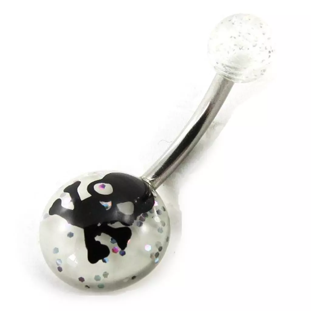 les trésors de lily Body Piercing 'Tête de Mort' blanc noir [H9319]