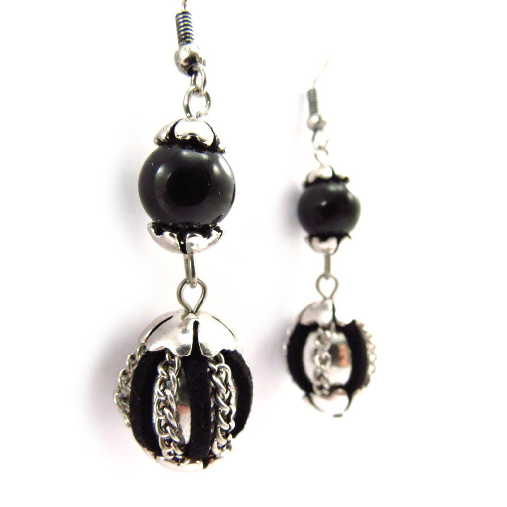 Boucles Créateur \'Altaï\' noir argenté - [J6986]