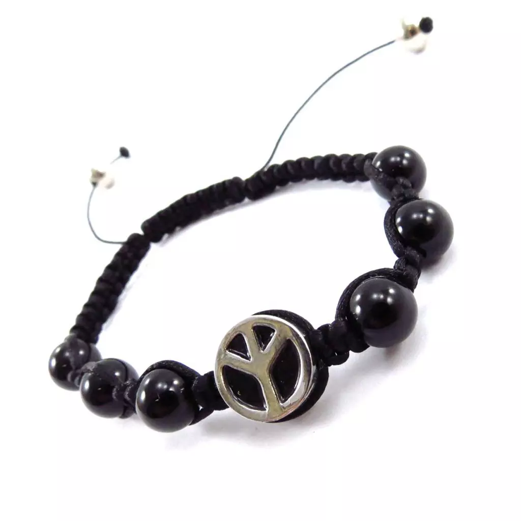 les trésors de lily Bracelet ethnique 'Shambhala' noir (peace) [J7020]