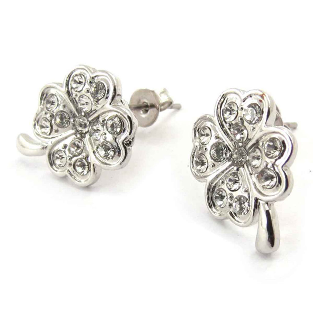 Boucles Créateur \'Trèfles\' blanc - [J7032]