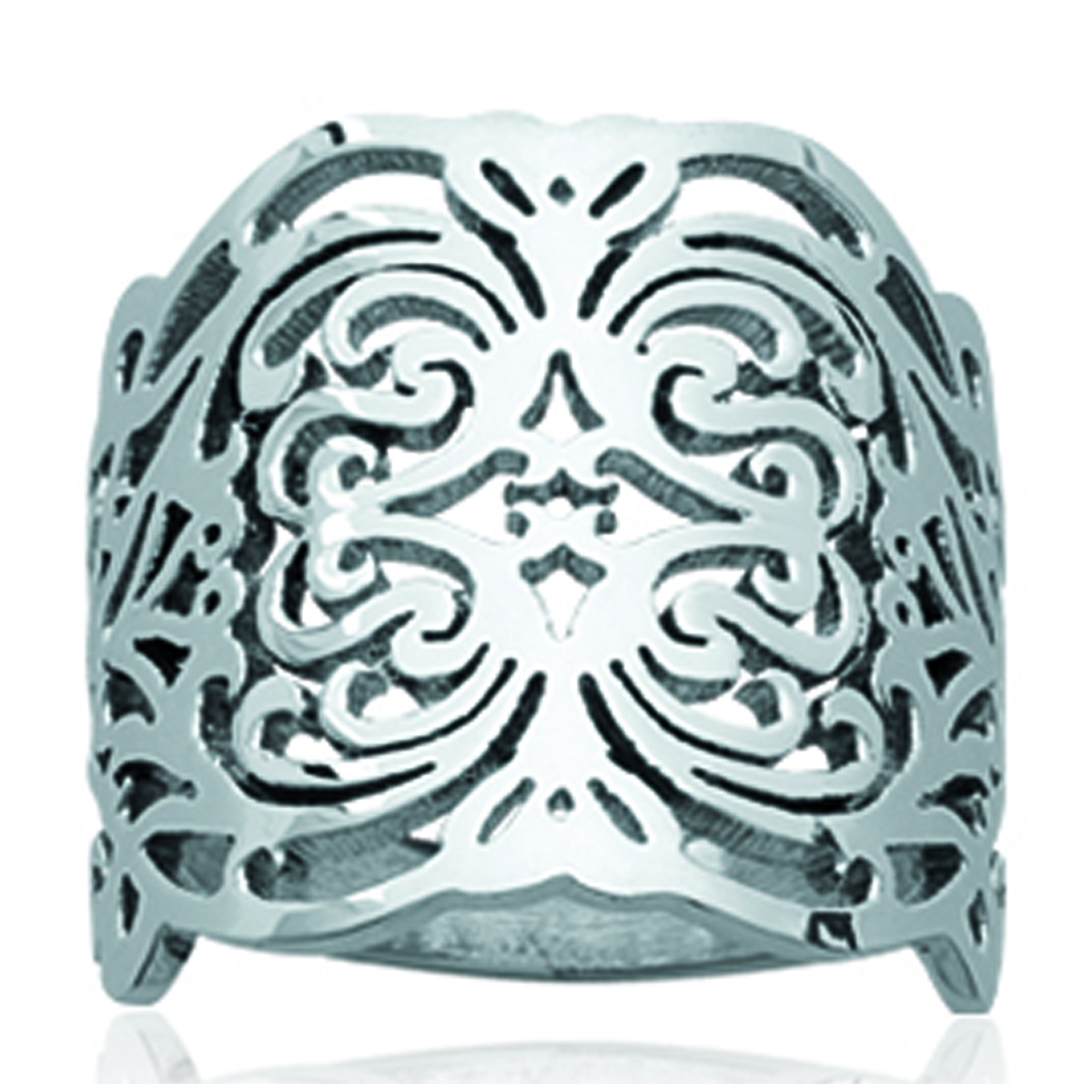 Bague acier \'Carmen\' argenté - 18 mm - [K5867]