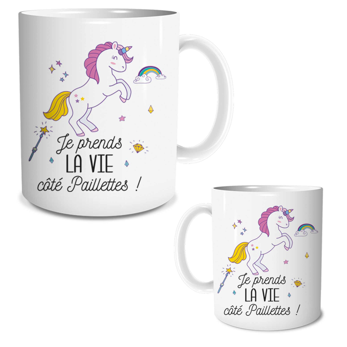 Mug céramique \'Licorne My Unicorn\' (Je prends la Vie Côté Paillettes !) - 95x80 mm - [R2605]
