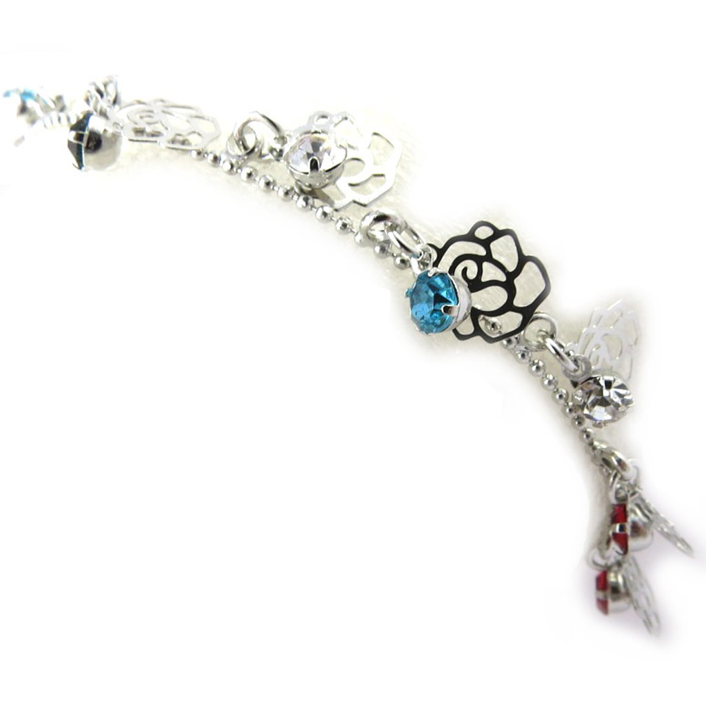 Chaine Cheville \'Rosa Romantica\' tutti frutti argenté - [M6270]