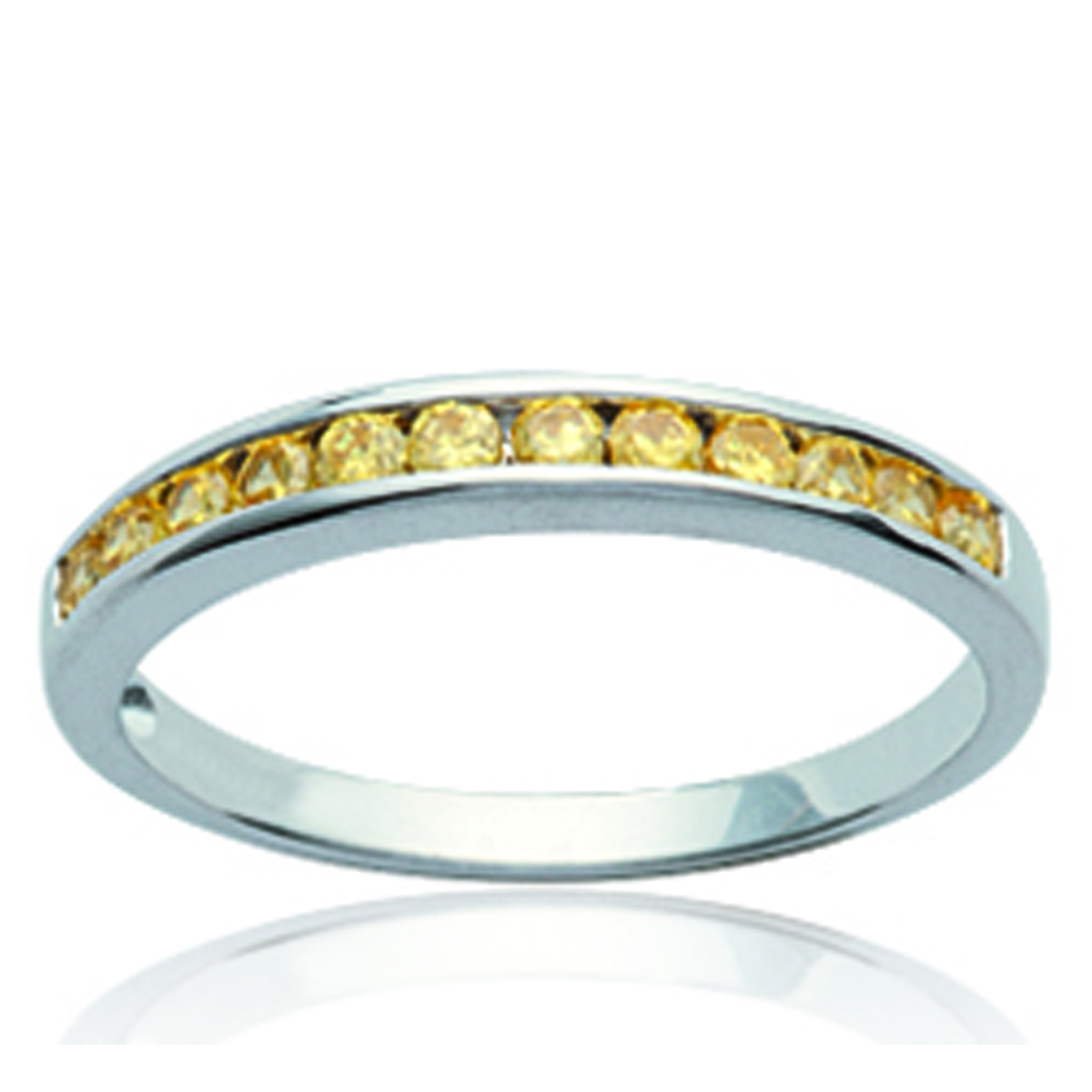 Bague Argent \'Déesse\' topaze jaune argenté (rhodié) - 3 mm - [I9752]